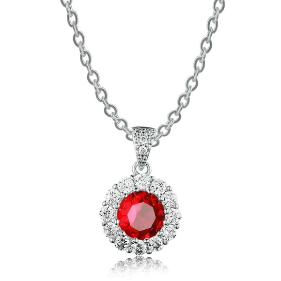 Exquisite Round Cut Ruby Pendant with Necklace - Picture 1 of 2